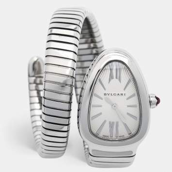 Bvlgari Silver Stainless Steel Serpenti Tubogas 101817 Women's Wristwatch 35 mm