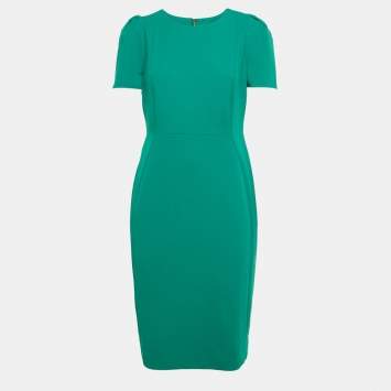 Calvin Klein Green Knit Knee-Length Dress M