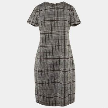 Pre Owned فستان كالفن كلاين متماس أشكال مربعة أسود / أحمر قصير مقاس متوسط (ميديم)