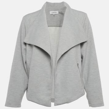 مملوكة مسبقًا Calvin Klein Grey Ribbed Corduroy Open-Front Jacket XL