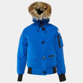 Pre Owned Canada Goose Blue Polyester Hooded Down Jacket XS