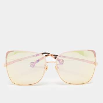 Pre Owned Carolina Herrera Pink Gradient SHE172 Butterfly Sunglasses