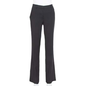 Pre Owned CH Carolina Herrera Black Wool Straight Leg Pants S