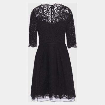Pre Owned Carolina Herrera Black Floral Lace MIni Dress S/M (US 8)