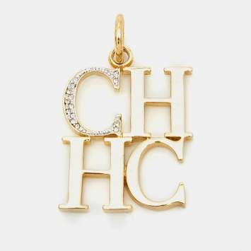 Pre Owned  Carolina Herrera CH Crystal Gold Tone Pendant 