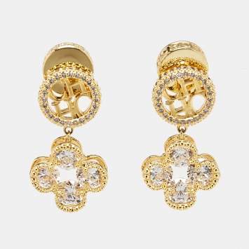 Carolina Herrera Crystals Gold Tone Earrings