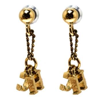 Pre Owned Carolina Herrera CH Gold Tone Drop Earrings
