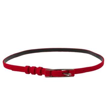 Pre Owned Carolina Herrera Red Fabric Slim Buckle Belt 