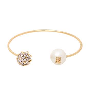 Pre Owned Carolina Herrera Bouquet Jasmine Gold Tone Cuff Bracelet