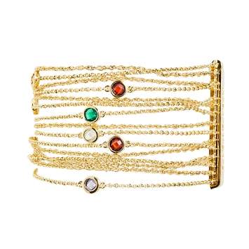 Pre Owned Carolina Herrera Gold Tone Crystal Embedded Multi Strand Chain Bracelet