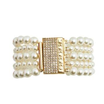 Pre Owned Carolina Herrera Faux Pearl Multi Strand Bracelet