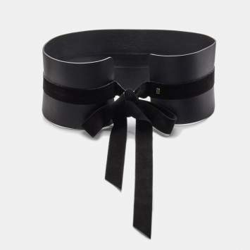 Pre Owned Carolina Herrera Black Leather and Suede Obi Waist Belt