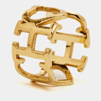 Pre Owned Carolina Herrera Gold Tone  Ring Size 53