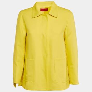Pre Owned CH Carolina Herrera Yellow Cotton Blend Tie-Up Detail Oversized Coat S