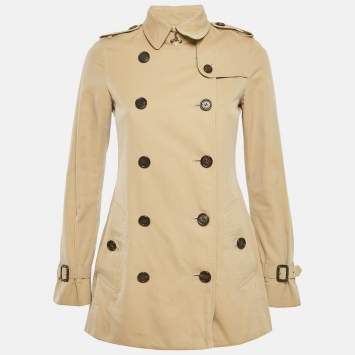 Pre Owned Burberry Beige Cotton Kensington Trench Coat XS