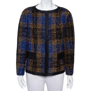 Pre Owned Carolina Herrera Multicolor Tweed Button Front Jacket XL