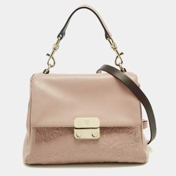 مملوكة مسبقًا Carolina Herrera Pink Leather Pushlock Flap Top Handle Bag