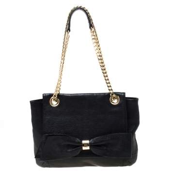Pre Owned Carolina Herrera Black Leather Audrey Shoulder Bag