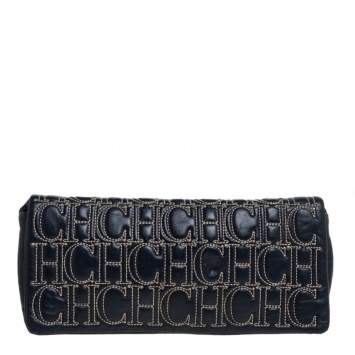 Pre Owned Carolina Herrera Dark Blue Leather Jerry Clutch