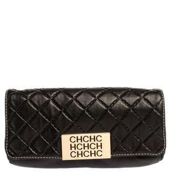 Pre Owned Carolina Herrera Black Quilted Leather Clutch