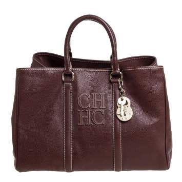 Pre Owned Carolina Herrera Brown Pebbled Leather Matteo Tote