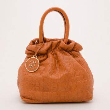 Pre Owned Carolina Herrera Orange Pleated Bag 