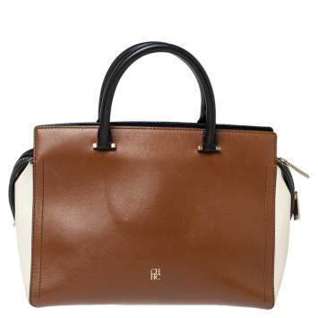 Pre Owned Carolina Herrera Multicolor Leather Zip Tote