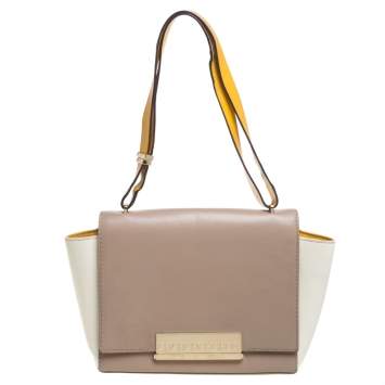 Pre Owned Carolina Herrera Tri Color Leather Flap Shoulder Bag