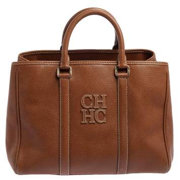 Pre Owned Carolina Herrera Brown Leather Matteo Tote