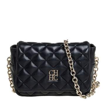 Pre Owned Carolina Herrera Quilted Leather Chain Crossbody Bag