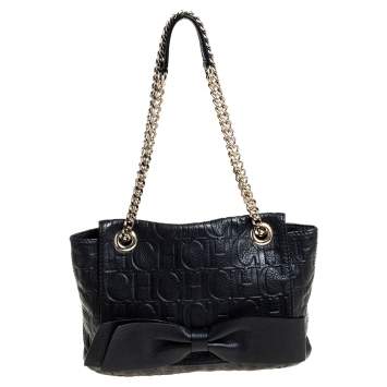 Pre Owned Carolina Herrera Black Leather Audrey Shoulder Bag