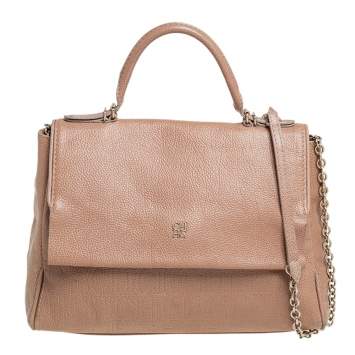 Pre Owned Carolina Herrera Beige Leather Minuetto Top Handle Bag