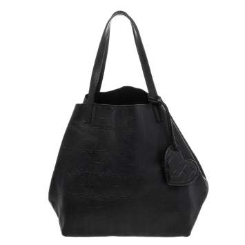 Pre Owned Carolina Herrera Black Monogram Leather Matryoshka Tote