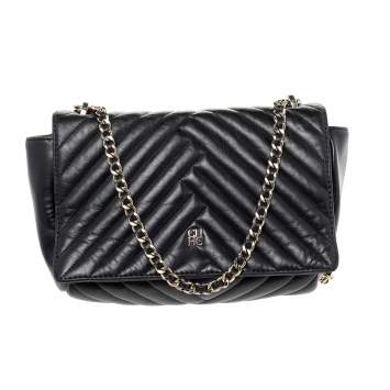 Pre Owned Carolina Herrera Black Quilted Leather Flap Shoulder Bag