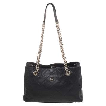 Pre Owned Carolina Herrera Black Leather Chain Shoulder Bag