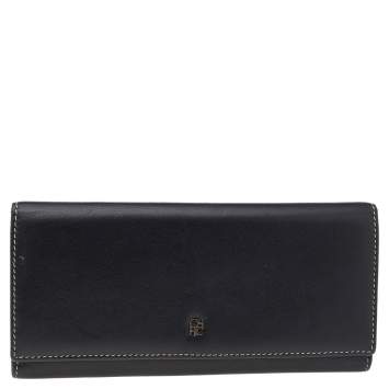 Pre Owned Carolina Herrera Black Leather Continental Wallet