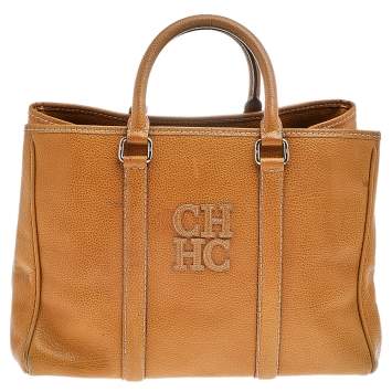 Pre Owned Carolina Herrera Mustard Yellow Leather Tote