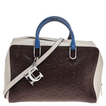 Pre Owned Carolina Herrera Multicolor Leather Logo Charm Satchel