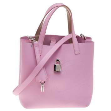 Pre Owned Carolina Herrera Pink Leather XS Matryoshka Locked Tote