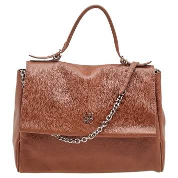 Pre Owned Carolina Herrera Brown Leather Minuetto Top Handle Bag