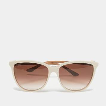 مملوكة مسبقًا Cartier Cream/Brown Gradient CT0186S Cat Eye Sunglasses