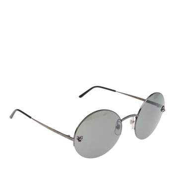 Pre Owned Cartier Black/Silver CT0022S Round Sunglasses