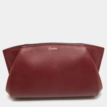 Pre Owned Cartier Red Leather C De Cartier Clutch