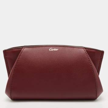 Pre Owned Cartier Red Leather C De Cartier Clutch