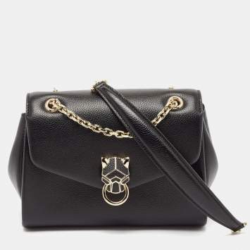 Pre Owned Cartier Black Leather Mini Graphique de Cartier Shoulder Bag