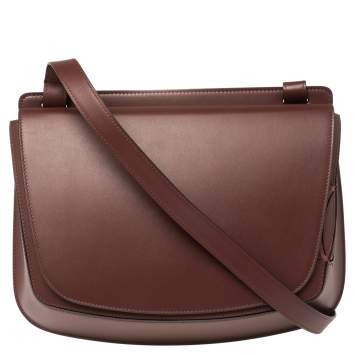 Pre Owned Cartier Dark Red Leather Must C Saddle Bag