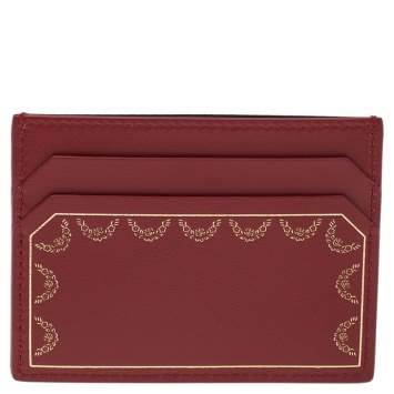 Pre Owned Cartier Red Leather Guirlande de Cartier Card Holder