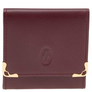 Pre Owned Cartier Burgundy Leather Must de Cartier Coin Purse