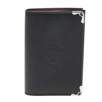 Pre Owned Cartier Black Leather Must de Cartier Card Holder