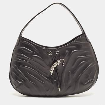 Pre Owned Cartier Black Leather Medium Panthere de Cartier Bag